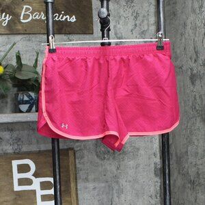 Under Armour Womens Fitted Running Shorts with Briefs Pink Multi M